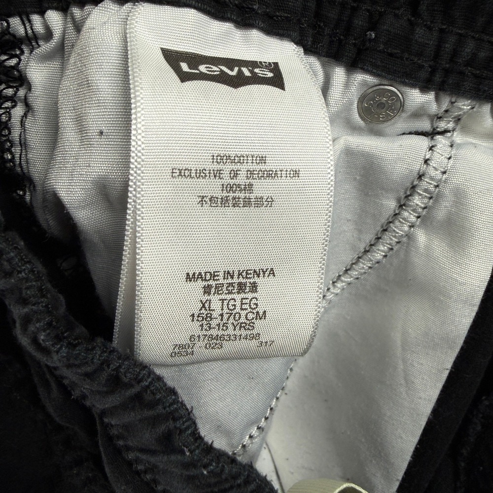 Levis Boys Jogger Pants Black Cotton Elastic Waist Cuffs XL 14-16 617846331498 - Picture 2 of 10